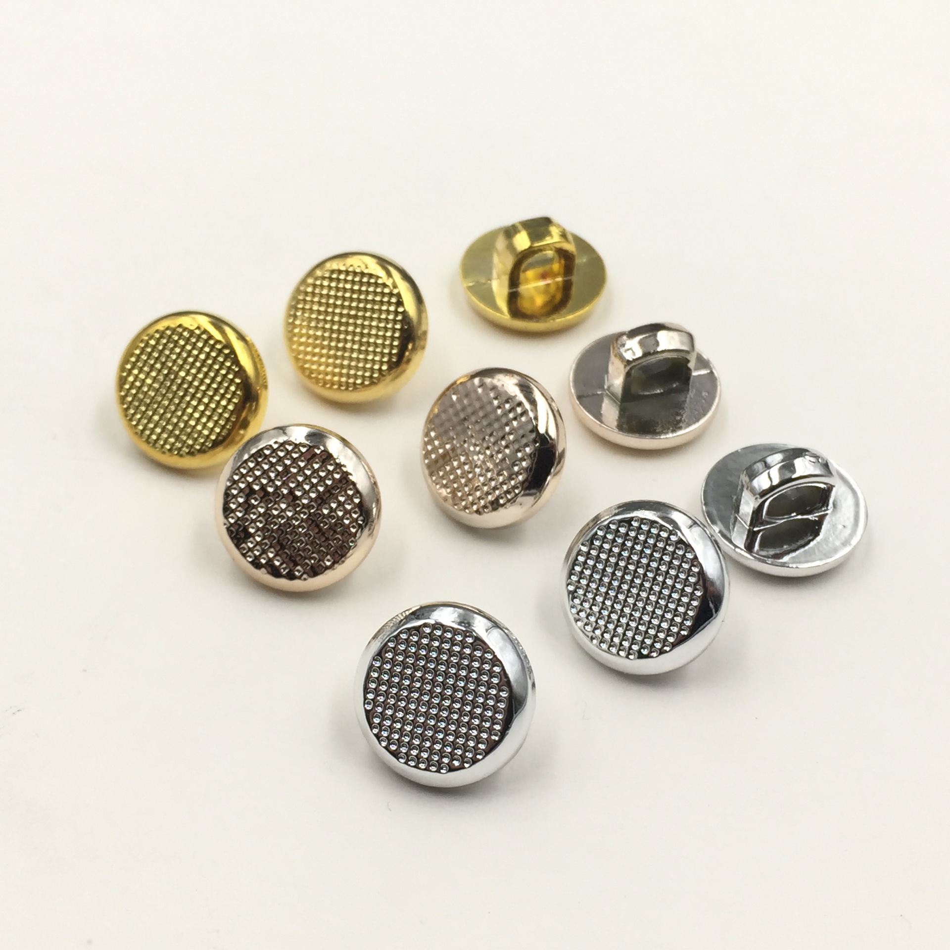 厂家直销 10mm塑料abs电镀 花纹平面蘑菇扣 手缝扣 衬衣纽扣
