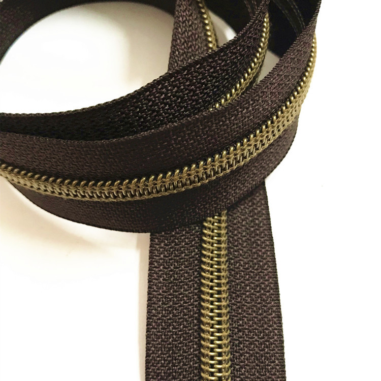 厂家直销 原青古铜牙单丝尼龙拉链 小5#码装 7#电镀古铜拉链