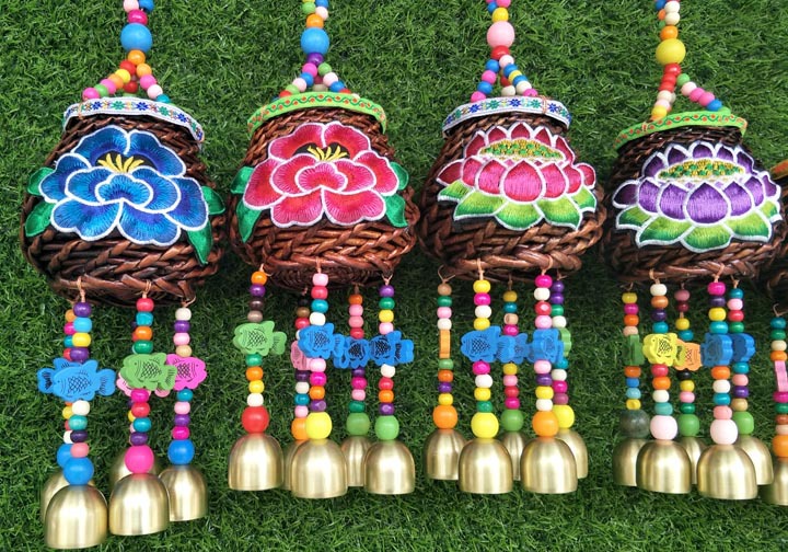 厂家直供柳编笔筒风铃丽江东巴风铃挂件饰品云南饰品工艺品