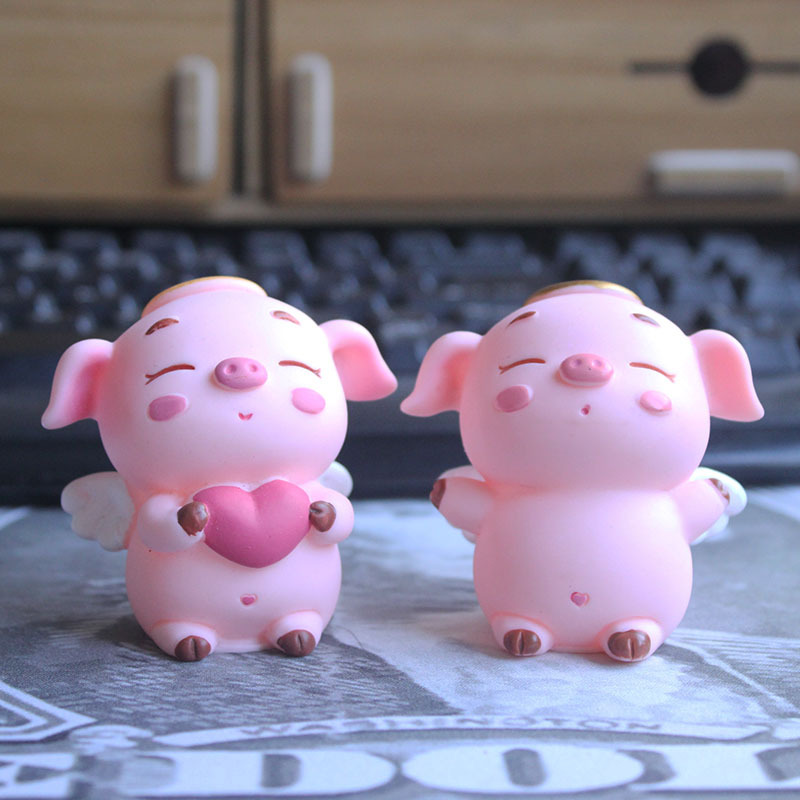烘焙蛋糕装饰 小猪玩偶摆件 捧爱心拥抱猪宝宝卡通生日装扮