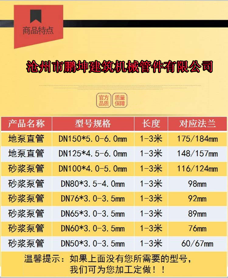 建筑用输送泵管_混凝土拖泵泵管 超高压泵管 米耐