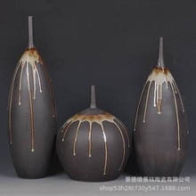 景德镇陶瓷花瓶三件套摆件现代时尚家居装饰客厅台面花瓶定制批发