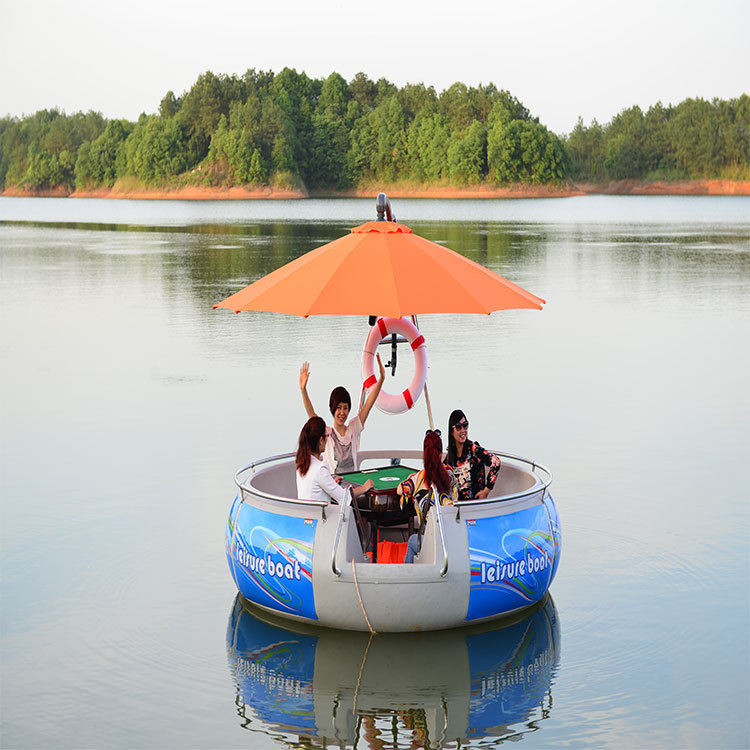 2米电动休闲观光船水上bbq 烧烤船休闲钓鱼游乐船 景区旅游设备