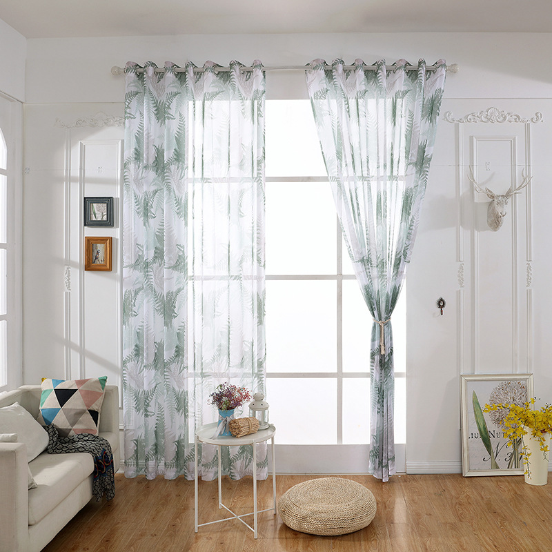 Chiffon Printed Gauze Curtain Living Room Bedroom Chiffon Sunshade Floor Window Mesh Curtains Generation Hair