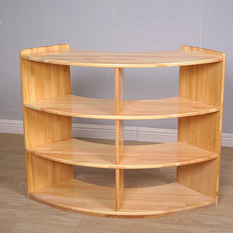 学生书柜书架圆弧置物架收纳架学生书包收纳架实木材质原木结构