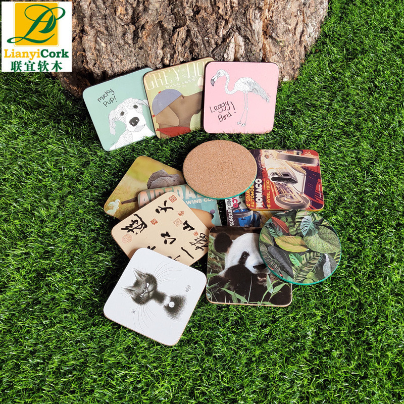 软木杯垫工厂密度板mdf印花隔热杯垫餐垫圆形方形餐桌垫子批发