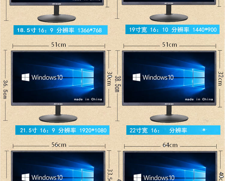 电脑显示器18.5寸19寸22寸24寸12v液晶显示屏幕监控可壁挂电视机