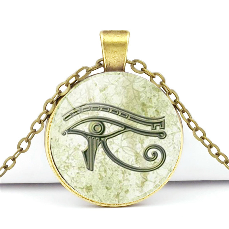 跨境欧美配饰 复古埃及荷鲁斯之眼时光宝石创意金属吊坠项链饰品