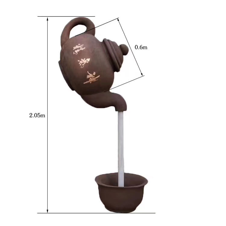 厂家定制玻璃钢天壶悬空流水天壶户外景观玻璃钢茶壶茶具流水雕塑