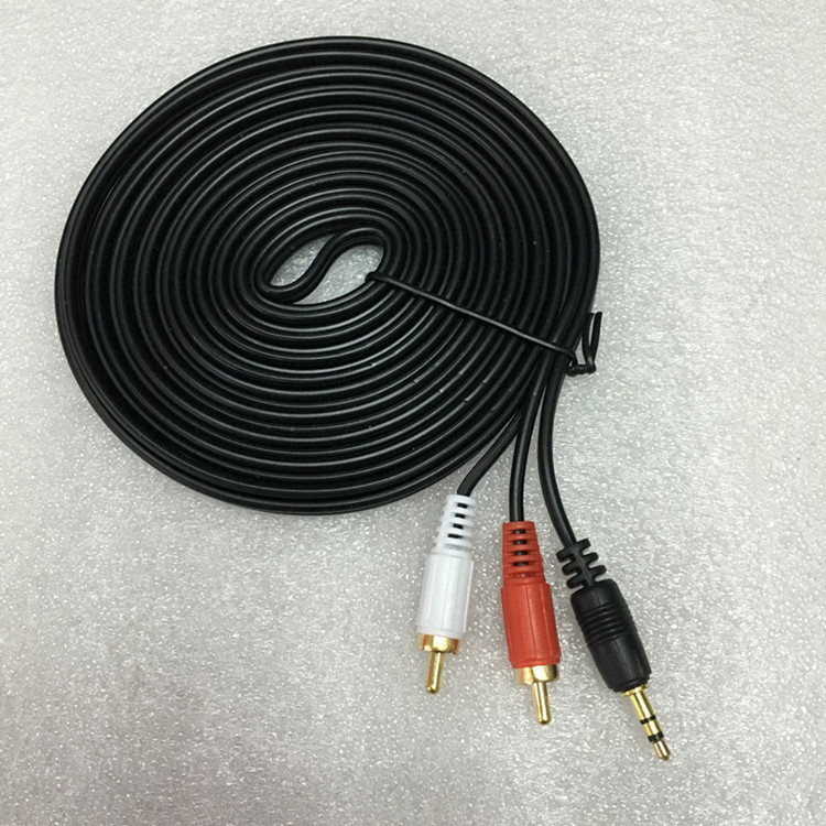 35mm一分二音视频线35转双莲花电脑音箱连接线2rca音响线15米