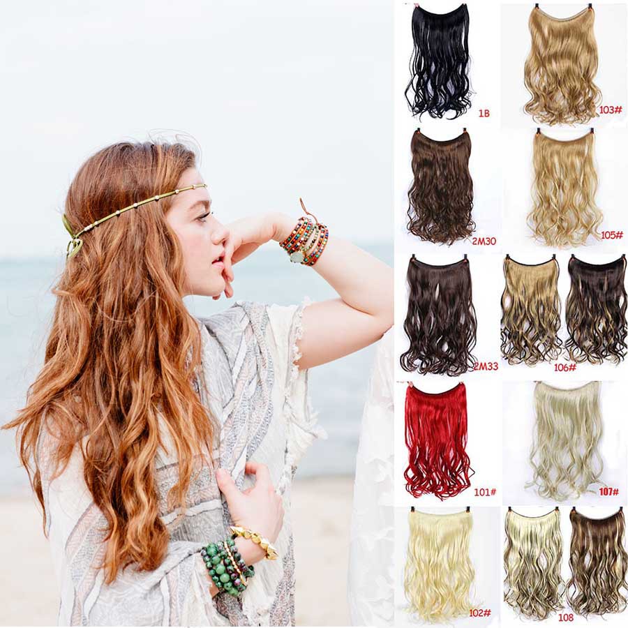 Amazon Foreign Trade European and American Cos Mermaid Hair Extension Fish Line Curly Hair Straight Hair Multi-Color Optional Ponytail Hair Extension