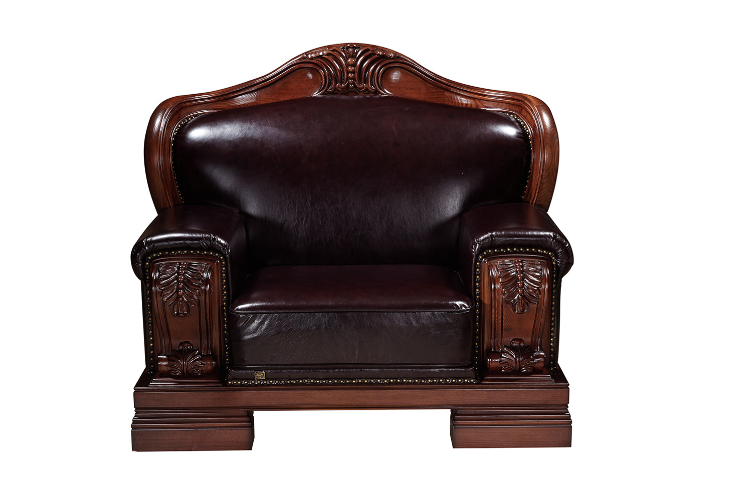 纯实木牛皮办公沙发总裁会客沙发工厂直销