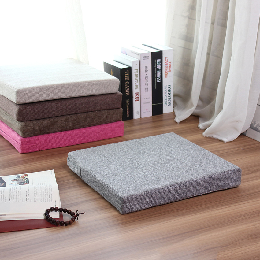 坐垫日式棉亚麻地板加厚客厅卧室榻榻米茶道电脑餐椅可拆洗椅子垫