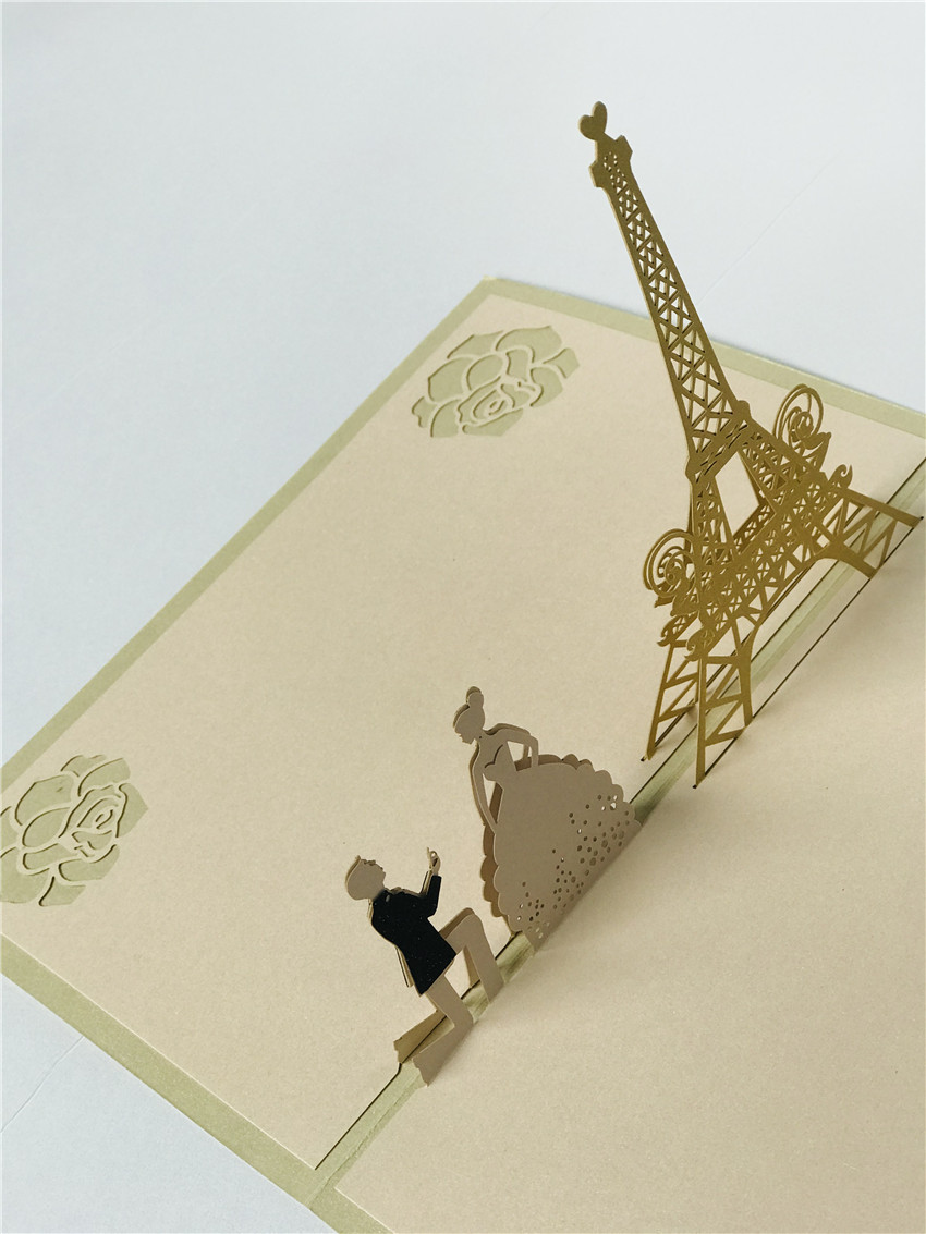 创意立体贺卡 3d结婚请柬 精细手工纸品 可烫金印刷内容logo