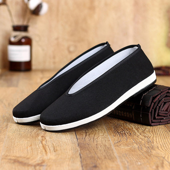 2021新款老北京布鞋男圆口黑布鞋双色千层底社会工作鞋传统休闲鞋