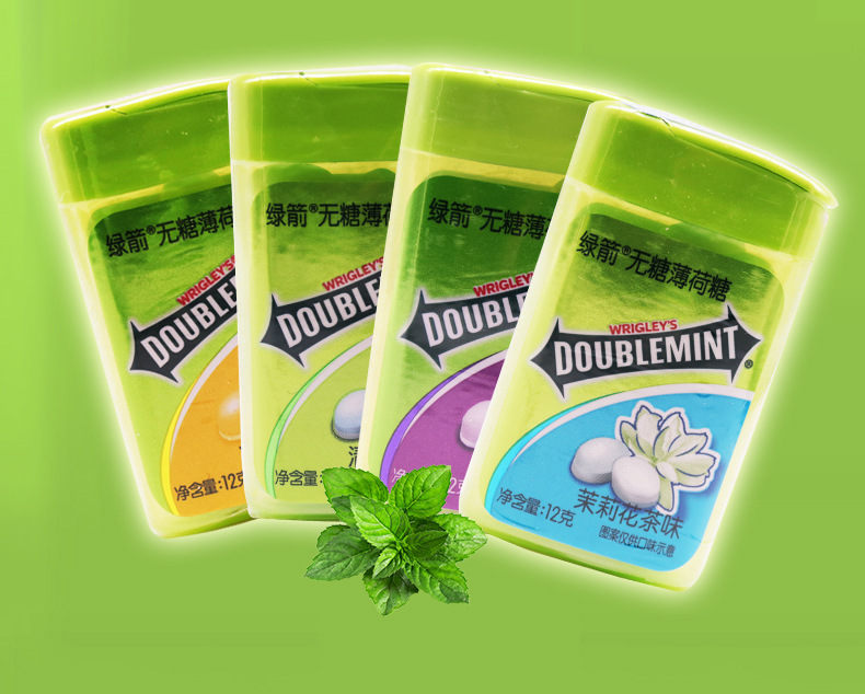 绿箭薄荷糖20粒*12瓶茉莉花茶清凉糖清新口气润喉糖果批发