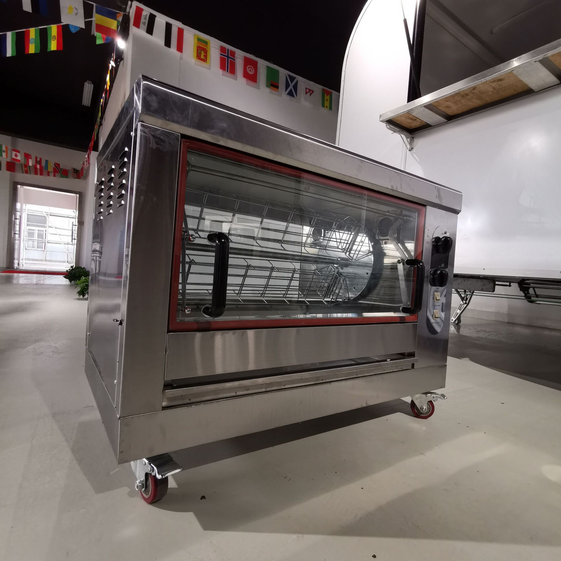 研麦批发摇滚烤鸡炉商用操作方便 卧式烤鸡炉柜式烤鸡炉