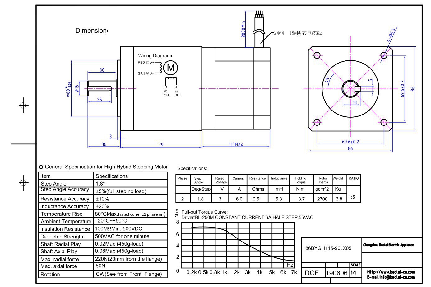 86系列精密减速步进电机