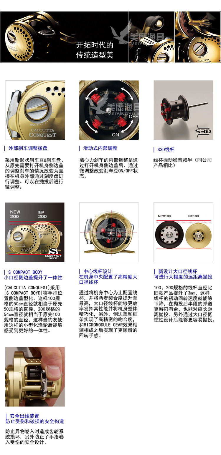 shimano禧玛诺calcutta conquest cq300/301/400/40118款雷强鼓轮