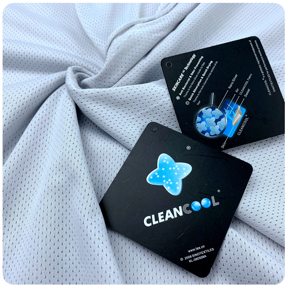 cleancool银离子抗菌针织运动面料 消臭速干单面提花网眼布