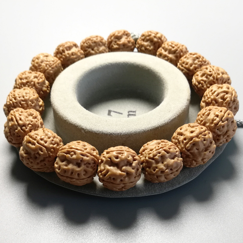 花王小金刚菩提子爆肉粗筋梅花桩单圈双龙纹男士手串原籽佛珠