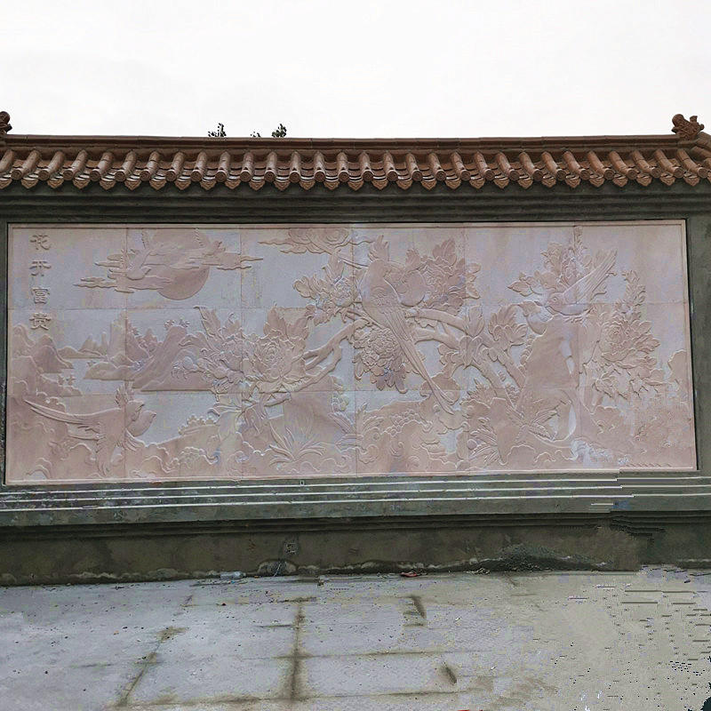 石雕晚霞红影壁墙浮雕 青石花岗岩影壁墙雕刻 各种石雕壁画