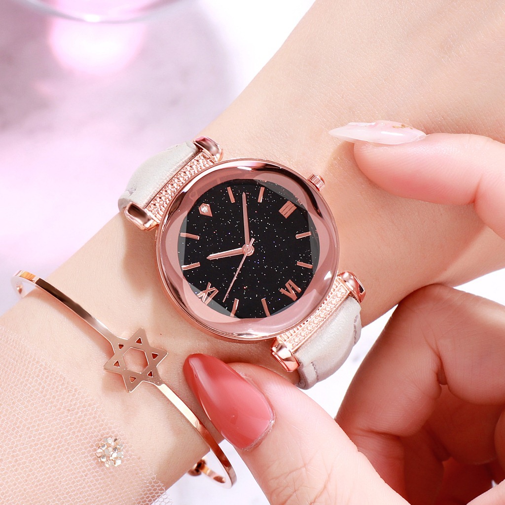 2019新款镶钻满天星空女款皮带礼品手表女士简约潮流石英学生女表