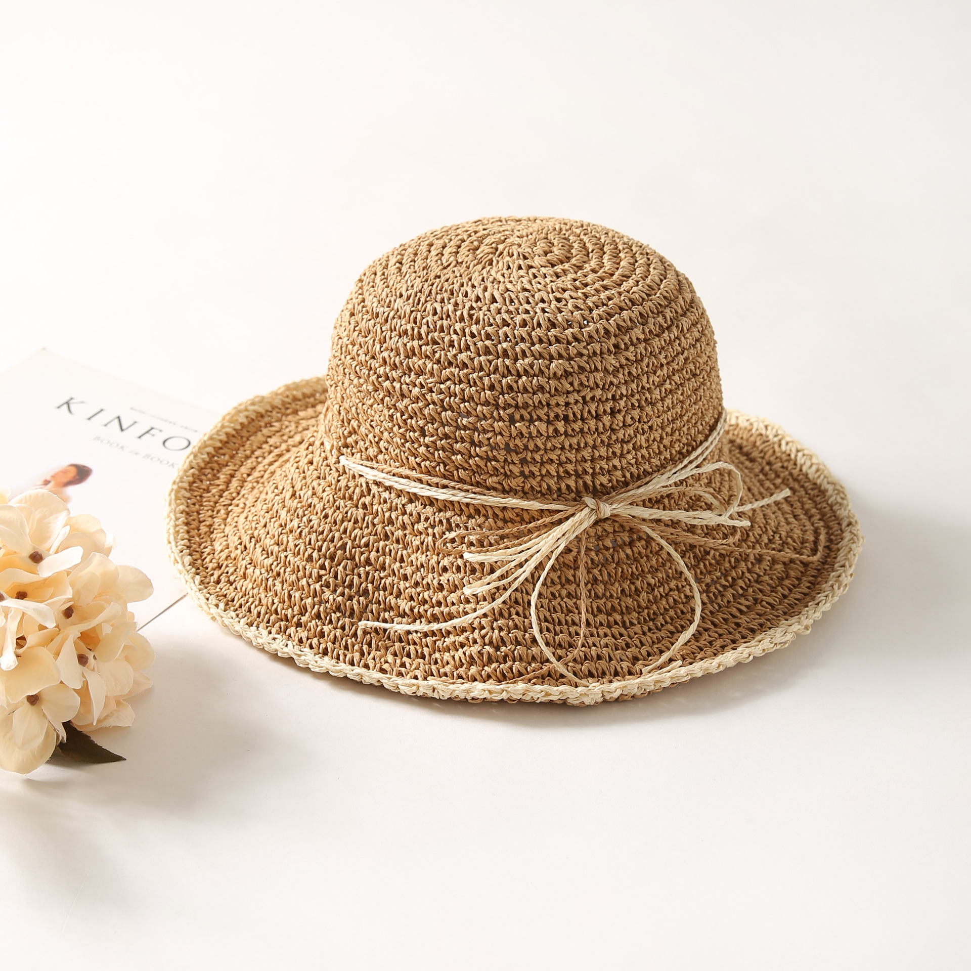 女士太阳帽_草帽沙滩帽子女士夏天镂空可折叠海边 - 阿里巴巴