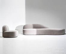 定制家具北欧现代异形休闲布艺沙发美容院会所时尚创意弧形沙发