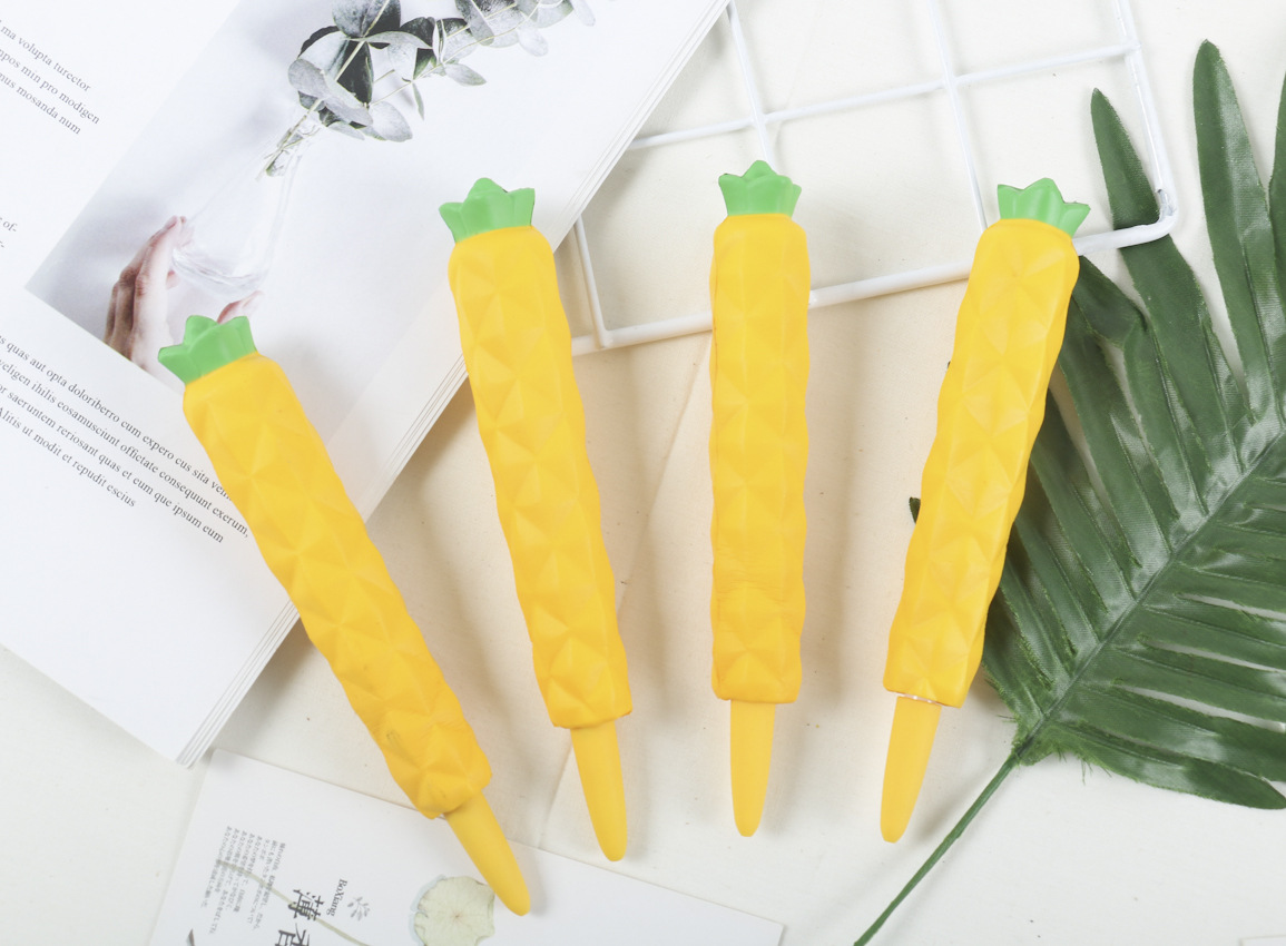 创意卡通造型中性笔 海绵减压签字笔 菠萝发泄中性笔学生写字笔黑