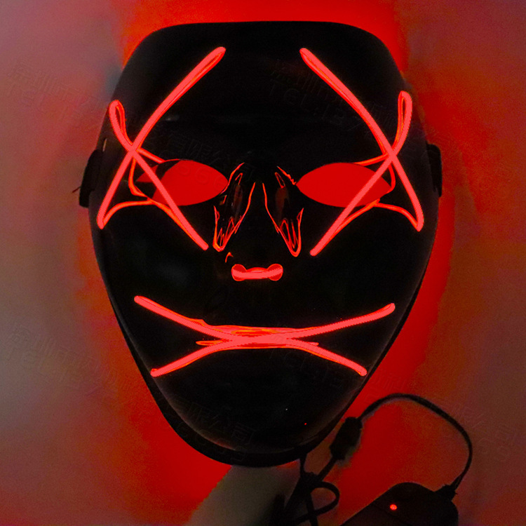 发光哭嘴笑脸led面具万圣节化妆舞会party装饰el狂欢节庆跨境电商