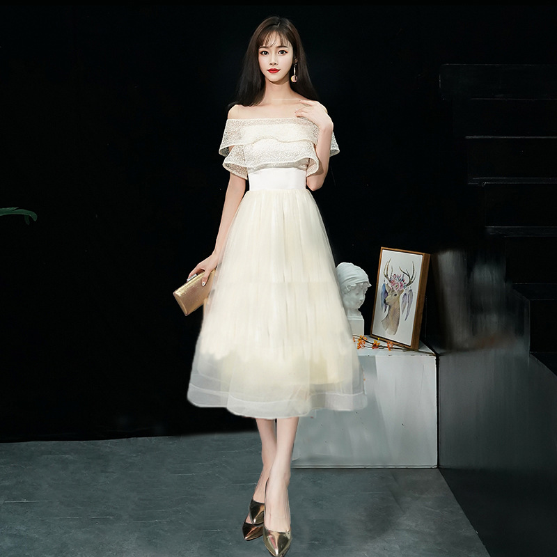 很仙的晚礼服女2019时尚宴会显瘦 高贵黑色性感气质派对礼服聚会