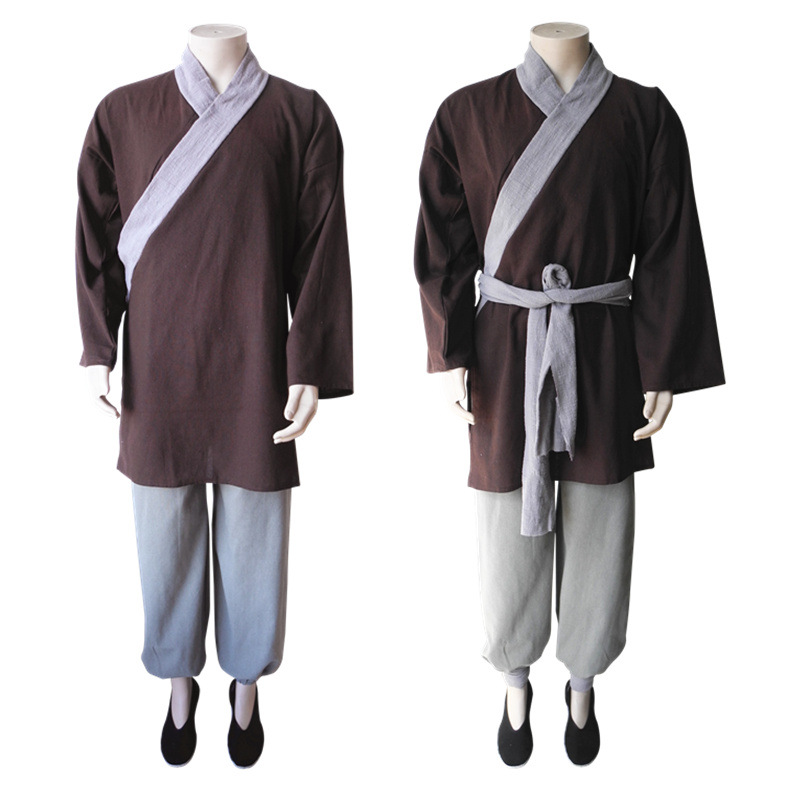 粗布麻料古装汉服灯笼裤套装男民国清朝农民演出服装店小二服