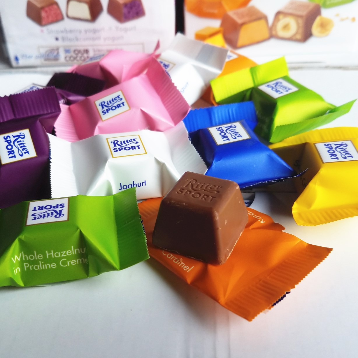 德国进口ritter sport瑞特斯波德什锦口味夹心巧克力1盒176g