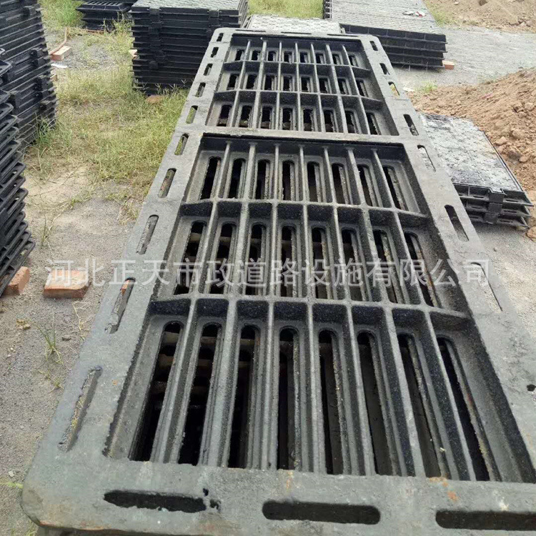 批发直销 球墨铸铁双箅雨水口 450*1500 双篦子 平篦式偏沟雨水井