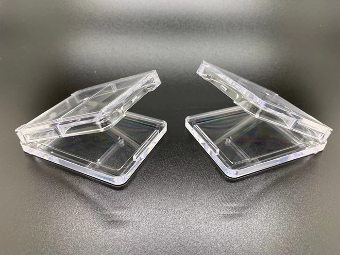 长方形双色眼影盒粉盒 透明翻盖可见膏体 高品质彩妆包材供应