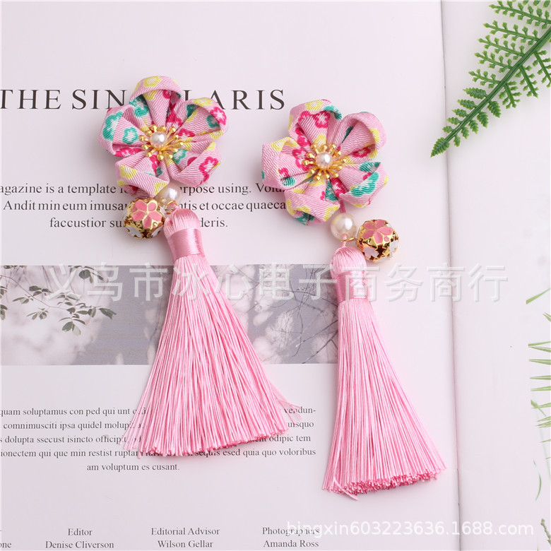 Semi-Finished Products Japanese Crepe Cherry Blossom Handmade Tassel Flowers Children's New Year Han Chinese Clothing Accessories Diy Hairpin Material