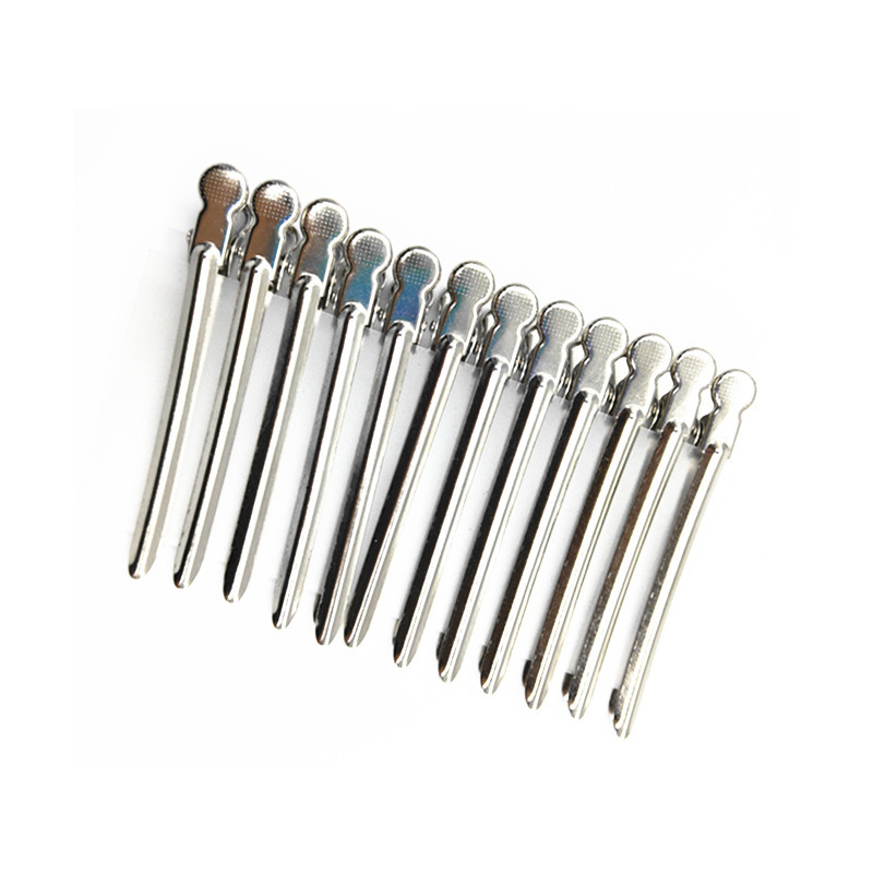 小钢夹长嘴夹鸭嘴夹防滑带孔夹子专业理发不锈钢夹子美发用品工具