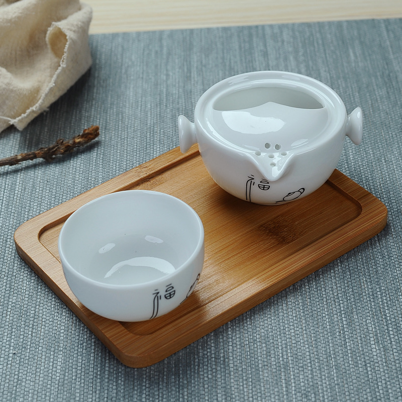 厂家直销德化白瓷快客杯一壶一杯 便携旅行茶具定制促销礼品