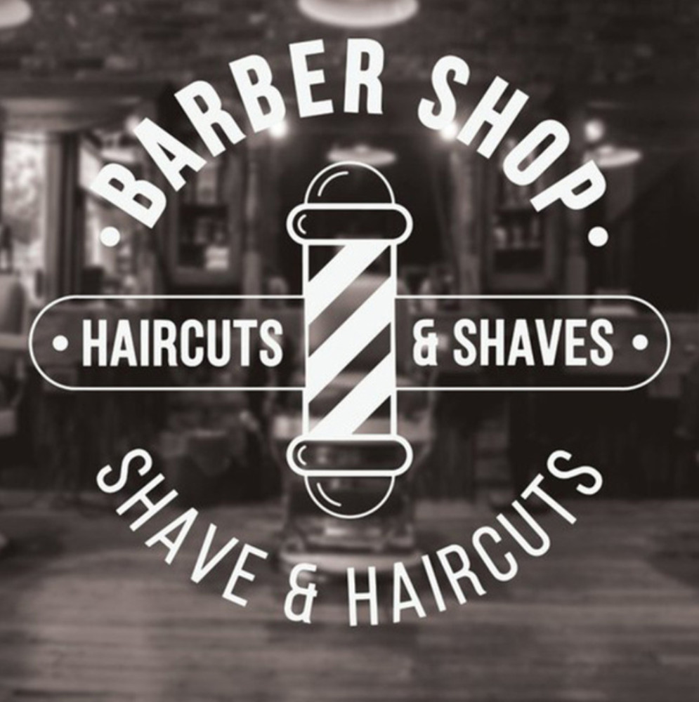 barber shop 旋转灯图案 美容美发理发店橱窗墙贴装饰
