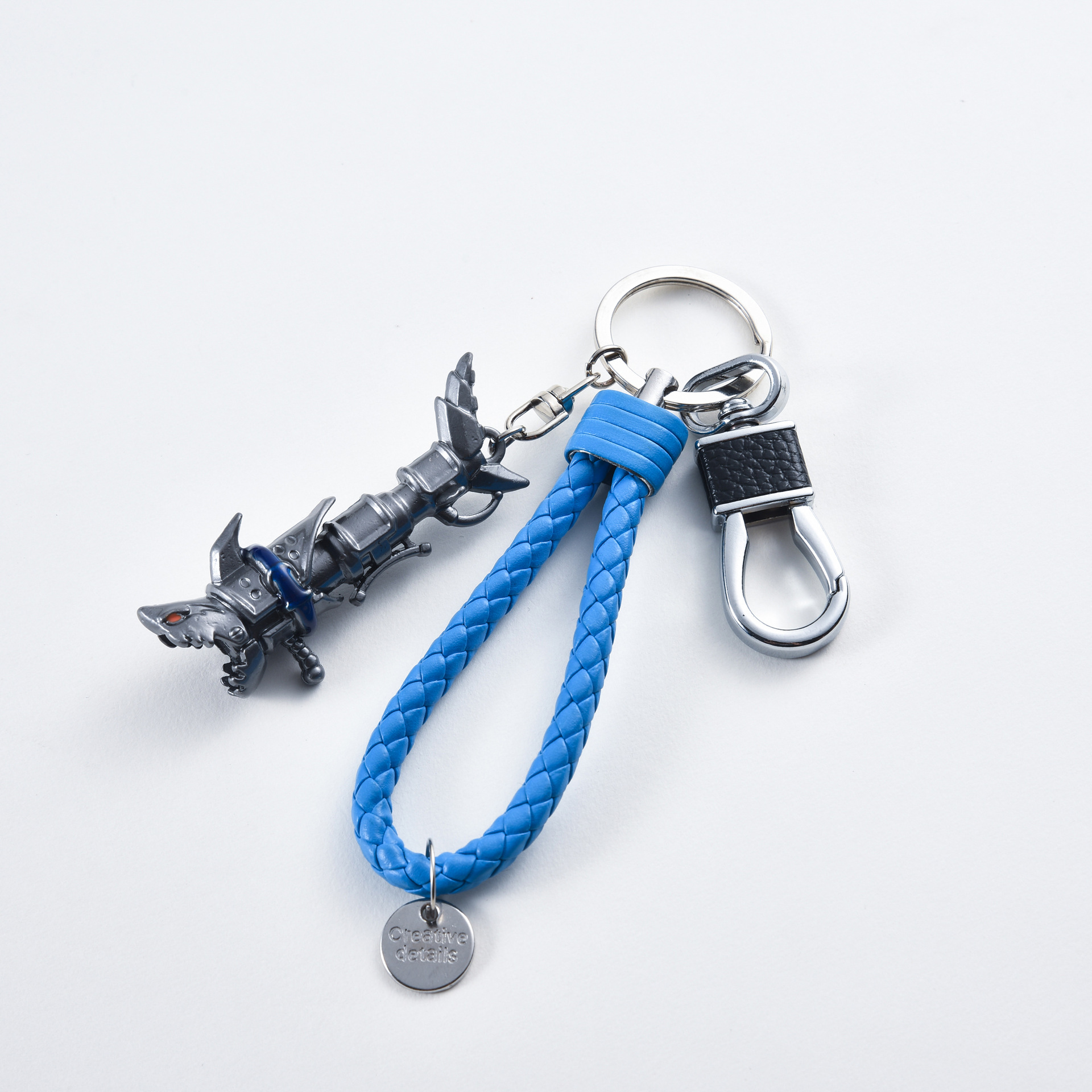 英雄联盟金克丝武器鱼骨头钥匙扣挂件 创意个性金属钥匙扣皮绳扣