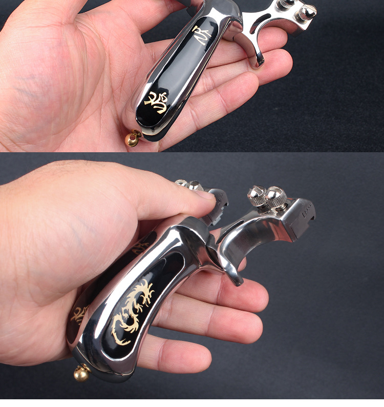 高精准吃鸡98k扁皮弹弓不锈钢追龙快压大威力免绑弹弓户外弹工架