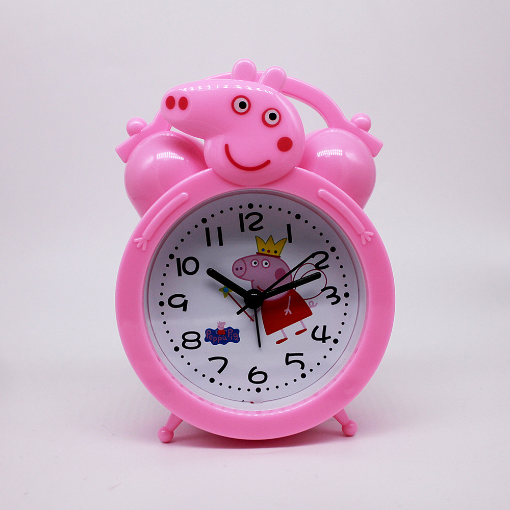 儿童卡通小猪学习闹钟小时钟床头闹钟学生叫醒闹钟跳秒走时钟