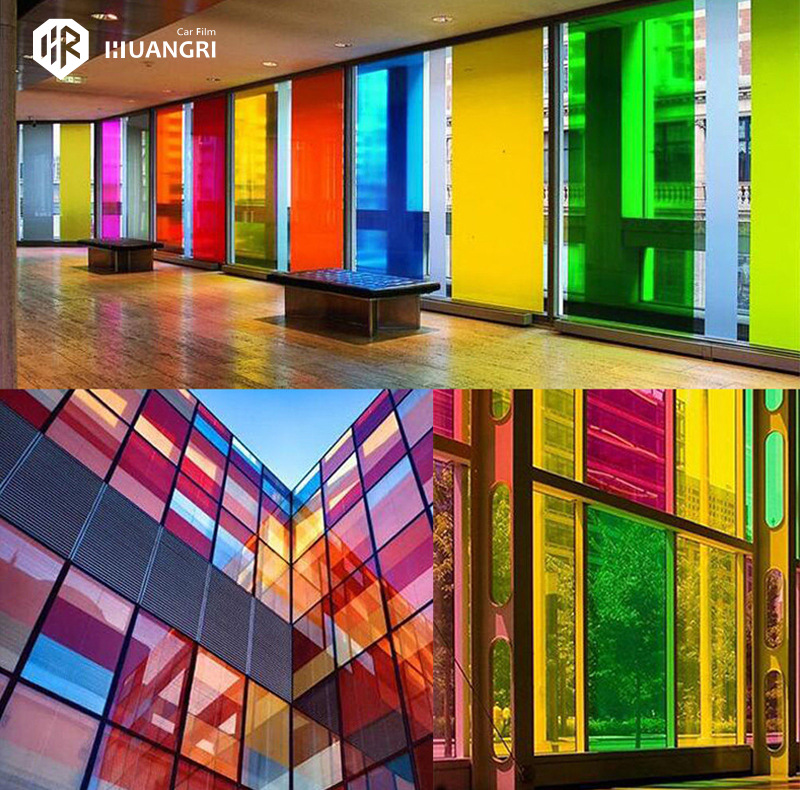 建筑装饰膜彩色玻璃贴膜窗户家用玻璃贴纸膜透光薄膜pet双向透明