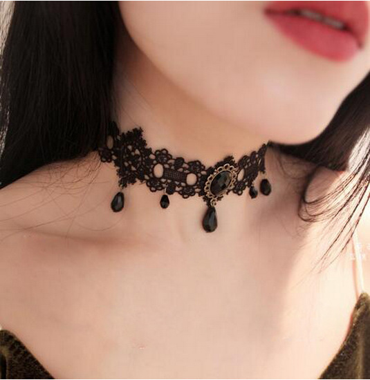 European and American Ornament Simple Necklace Women's Necklace Necklet Neckband Short Necklace Lace Clavicle Chain Choker Clavicle Chain