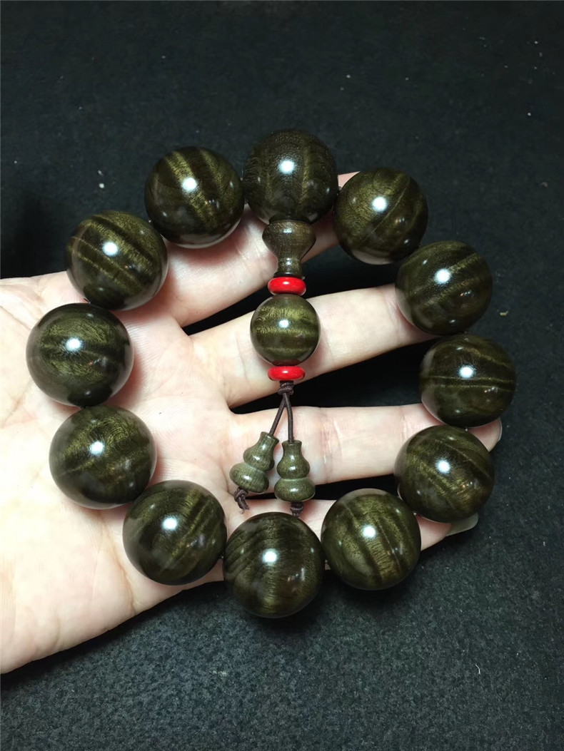 四川乌木金丝楠阴沉木手串 绿料满水波果香味男士diy手串厂家批发