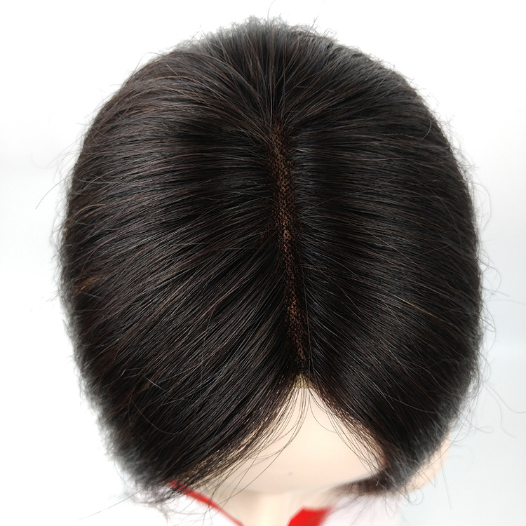 真人发 假发片 女士头顶补发块 真发补发 手织递针 女假发 逼真