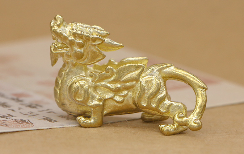 黄铜貔貅汽车摆件钥匙挂件纯铜招财神兽獬豸钥匙扣饰品工艺品