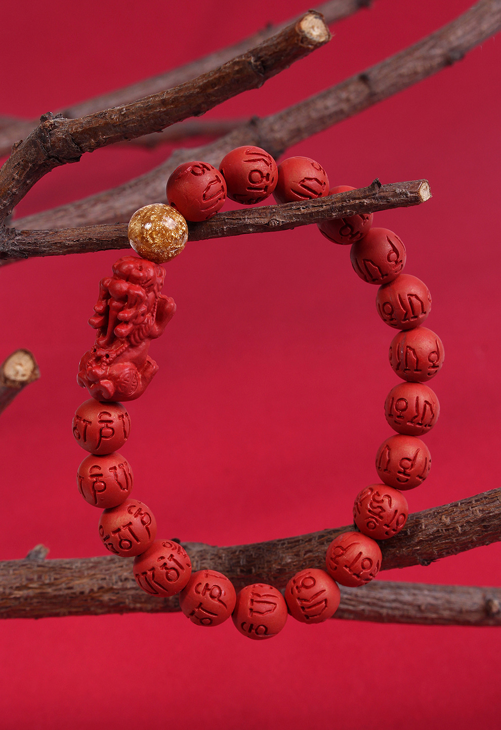 原创招财貔貅六字真言转运珠手