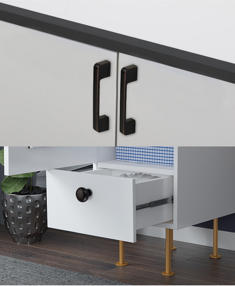 厂家直销美式黑色橱柜抽屉拉手北欧定制家装现代柜门吊柜小把手